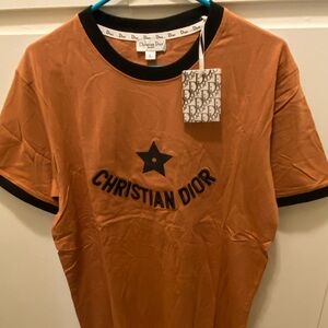 Dior Tan T-Shirt with Black Star Design